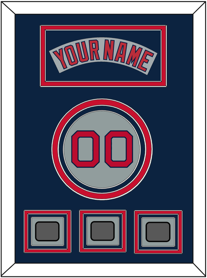 Boston Nameplate, Number & Three World Series Champions Patches - Road Gray (1992-2008) - Premier Tier 4