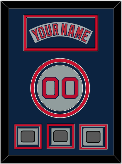 Boston Nameplate, Number & Three World Series Champions Patches - Road Gray (1992-2008) - Premier Tier 4