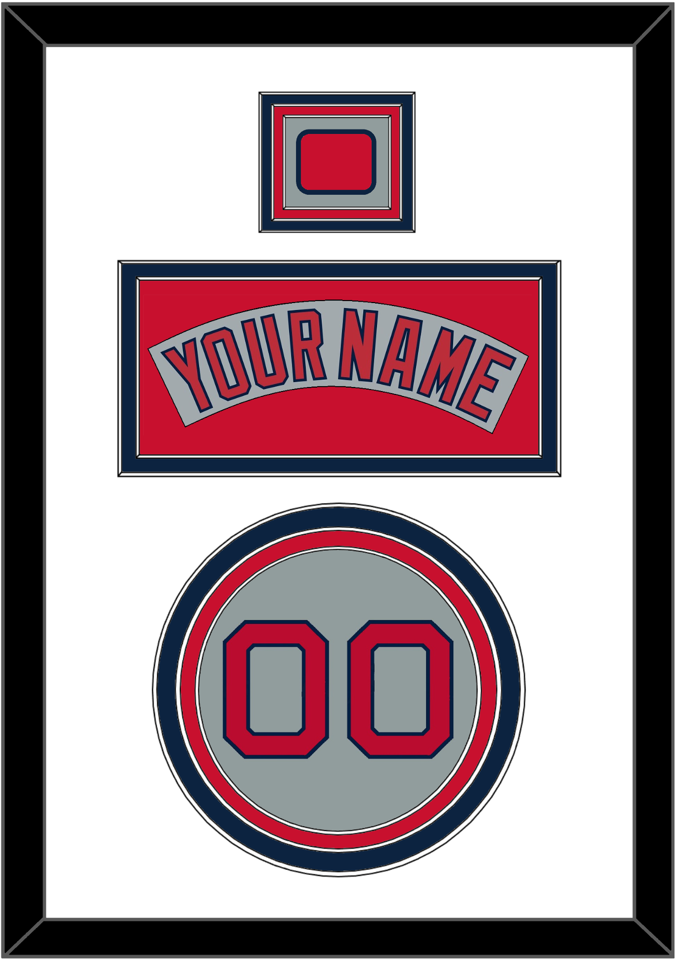 Boston Nameplate, Number & Logo Patch - Road Gray (1992-2008) - Premier Tier 2