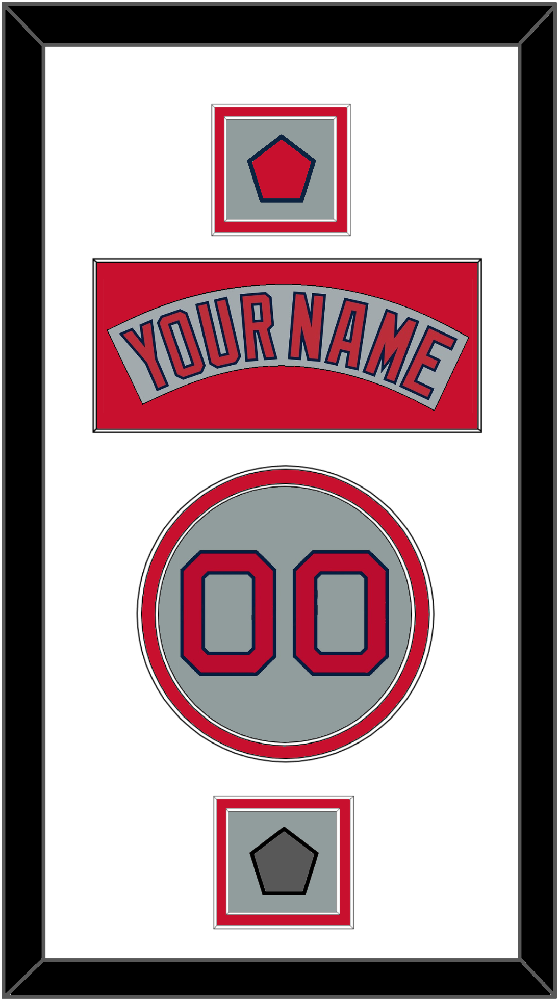 Boston Nameplate, Number, Logo Patch & World Series Champions Patch - Road Gray (1992-2008) - Signature Tier 2