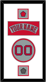 Boston Nameplate, Number, Logo Patch & World Series Champions Patch - Road Gray (1992-2008) - Double Mat 2