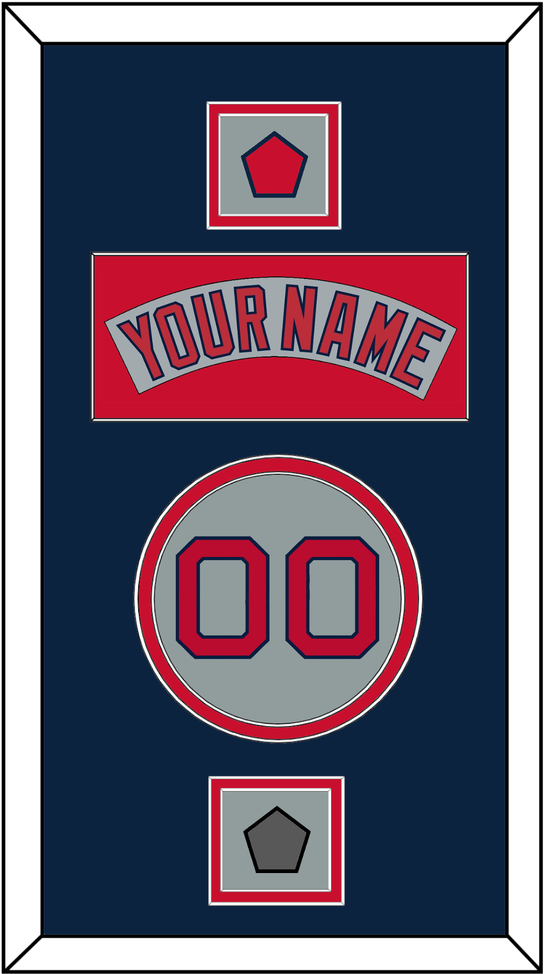 Boston Nameplate, Number, Logo Patch & World Series Champions Patch - Road Gray (1992-2008) - Signature Tier 4