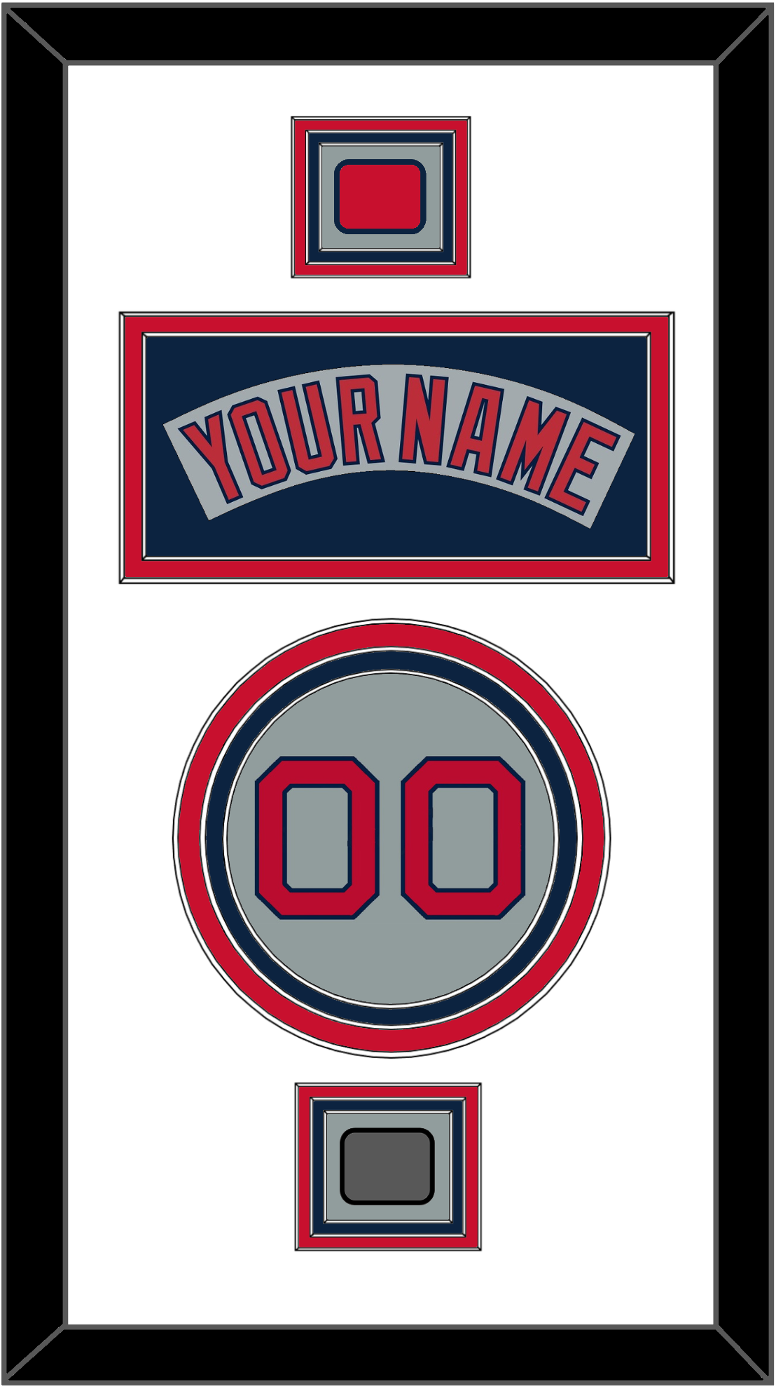 Boston Nameplate, Number, Logo Patch & World Series Champions Patch - Road Gray (1992-2008) - Premier Tier 1
