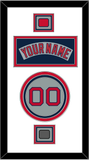 Boston Nameplate, Number, Logo Patch & World Series Champions Patch - Road Gray (1992-2008) - Triple Mat 1