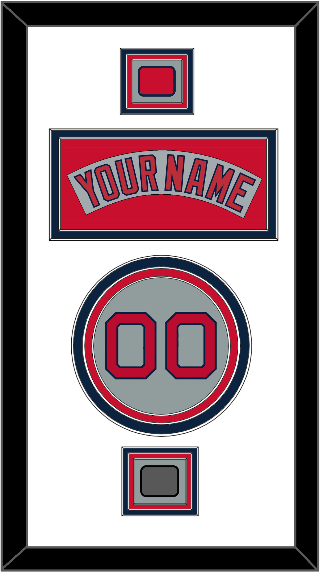 Boston Nameplate, Number, Logo Patch & World Series Champions Patch - Road Gray (1992-2008) - Premier Tier 2