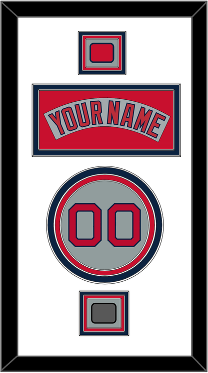 Boston Nameplate, Number, Logo Patch & World Series Champions Patch - Road Gray (1992-2008) - Premier Tier 2