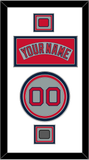 Boston Nameplate, Number, Logo Patch & World Series Jersey Patch - Road Gray (1992-2008) - Triple Mat 2