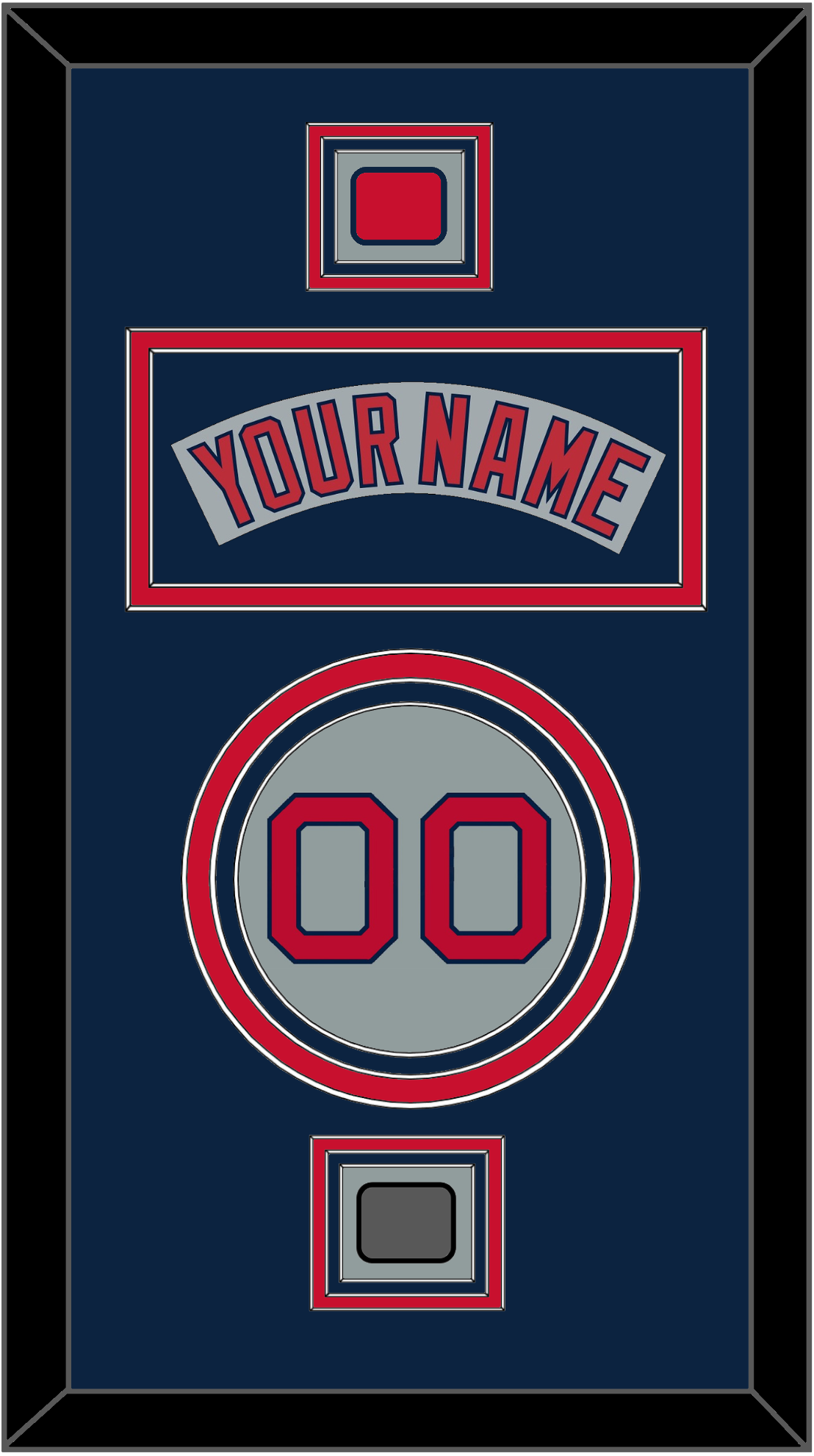 Boston Nameplate, Number, Logo Patch & World Series Champions Patch - Road Gray (1992-2008) - Premier Tier 4