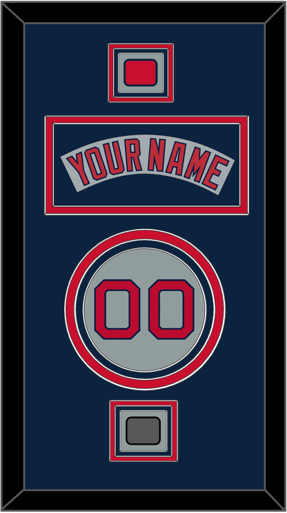 Boston Nameplate, Number, Logo Patch & World Series Jersey Patch - Road Gray (1992-2008) - Premier Tier 4