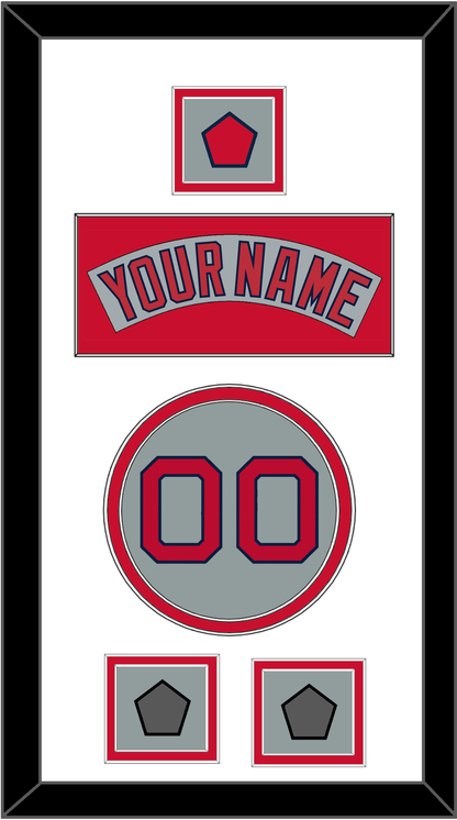 Boston Nameplate, Number, Logo Patch & Two World Series Champions Patches - Road Gray (1992-2008) - Signature Tier 2