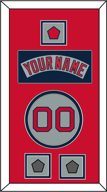 Boston Nameplate, Number, Logo Patch & Two World Series Champions Patches - Road Gray (1992-2008) - Signature Tier 3