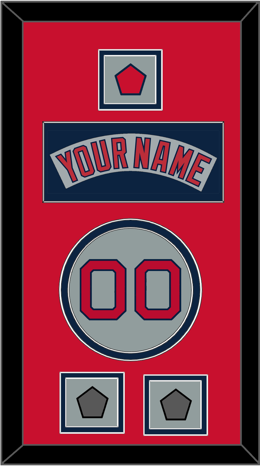 Boston Nameplate, Number, Logo Patch & Two World Series Champions Patches - Road Gray (1992-2008) - Signature Tier 3
