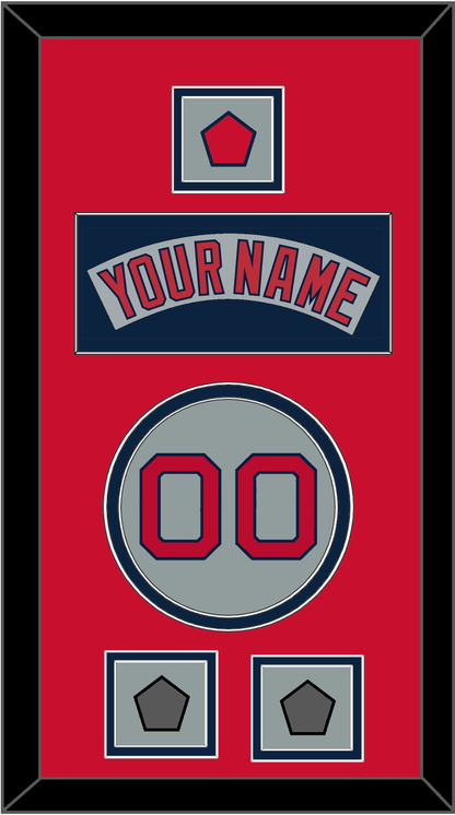 Boston Nameplate, Number, Logo Patch & Two World Series Champions Patches - Road Gray (1992-2008) - Signature Tier 3
