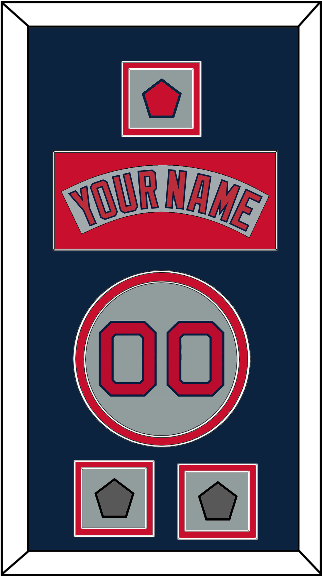 Boston Nameplate, Number, Logo Patch & Two World Series Champions Patches - Road Gray (1992-2008) - Signature Tier 4