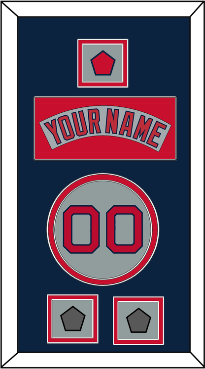 Boston Nameplate, Number, Logo Patch & Two World Series Champions Patches - Road Gray (1992-2008) - Signature Tier 4