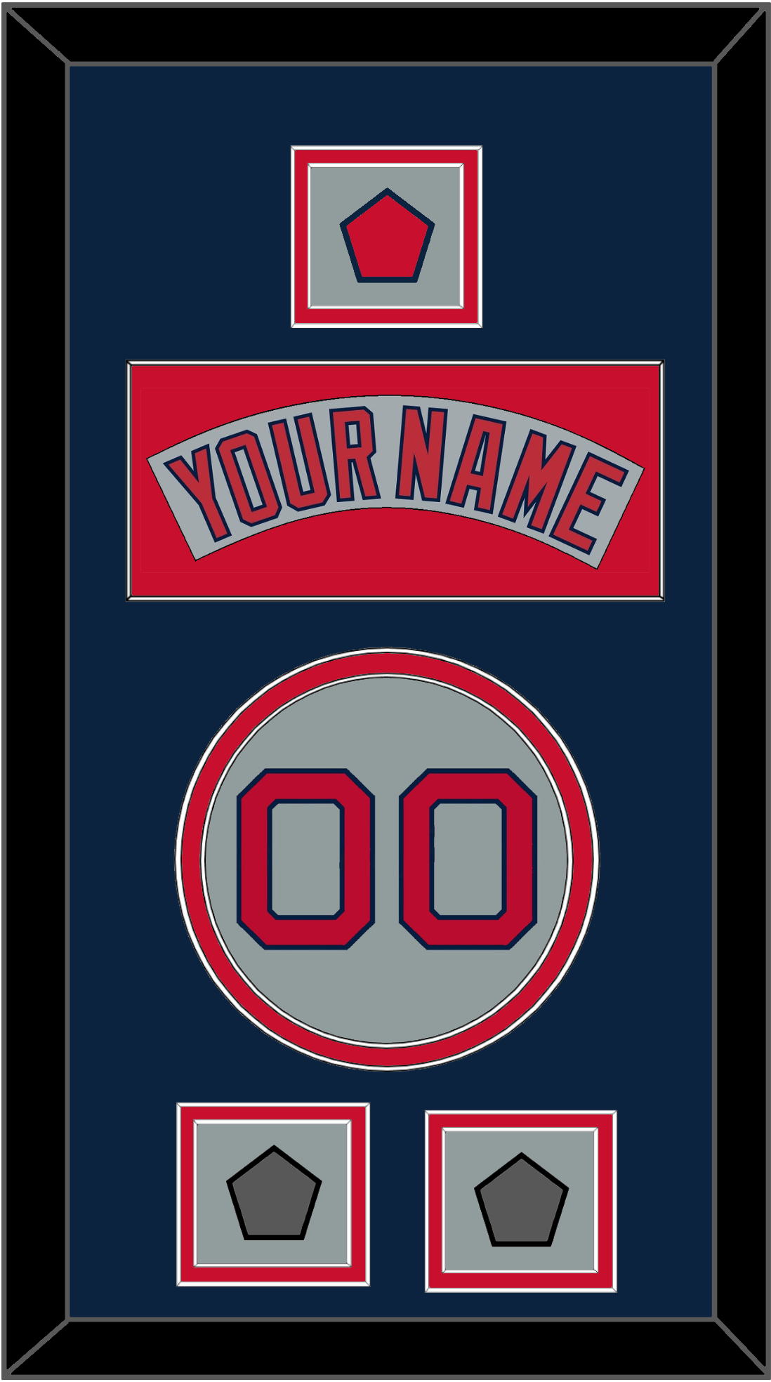 Boston Nameplate, Number, Logo Patch & Two World Series Champions Patches - Road Gray (1992-2008) - Signature Tier 4