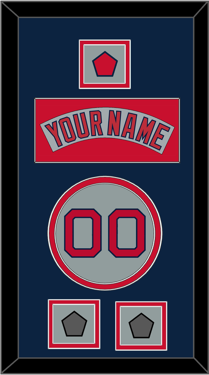 Boston Nameplate, Number, Logo Patch & Two World Series Champions Patches - Road Gray (1992-2008) - Signature Tier 4