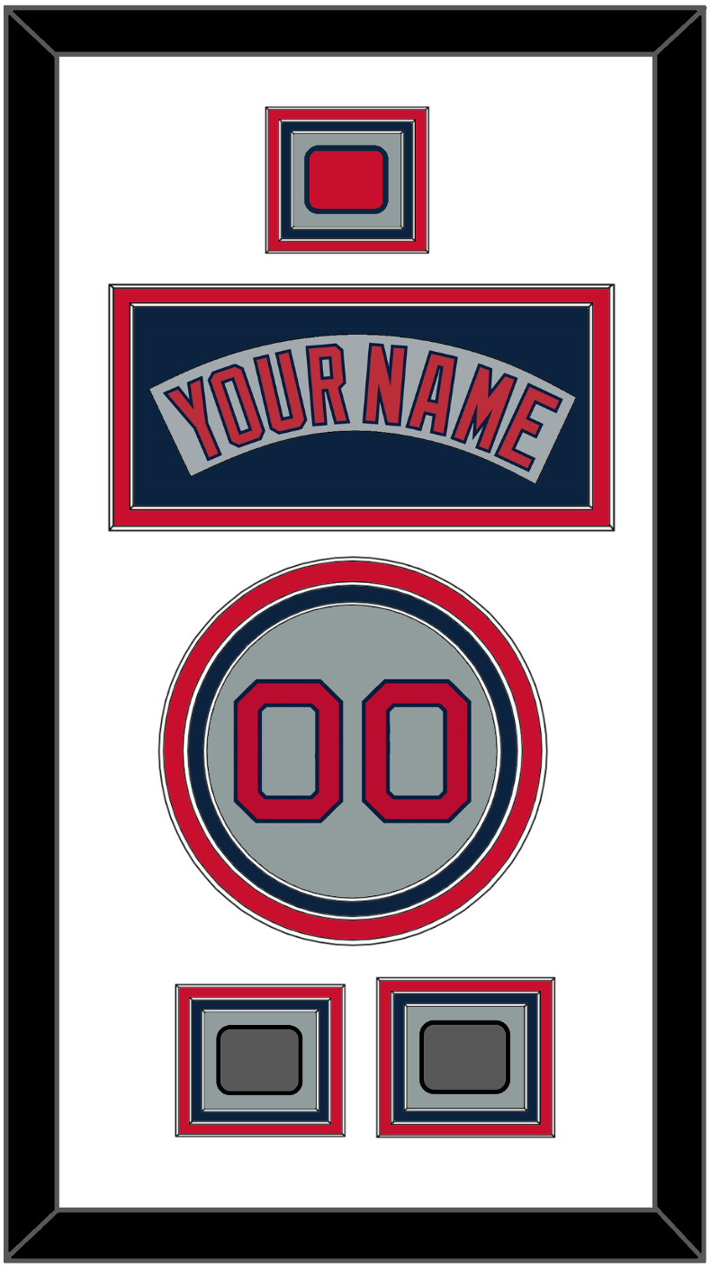 Boston Nameplate, Number, Logo Patch & Two World Series Champions Patches - Road Gray (1992-2008) - Premier Tier 1