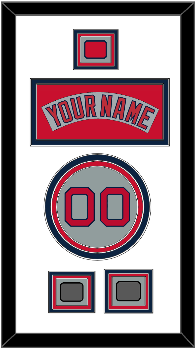 Boston Nameplate, Number, Logo Patch & Two World Series Jersey Patches - Road Gray (1992-2008) - Premier Tier 2