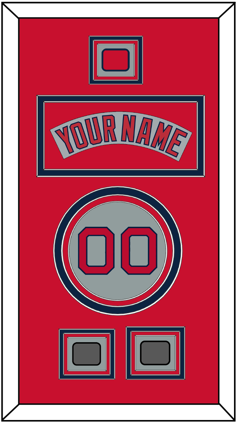 Boston Nameplate, Number, Logo Patch & Two World Series Champions Patches - Road Gray (1992-2008) - Premier Tier 3