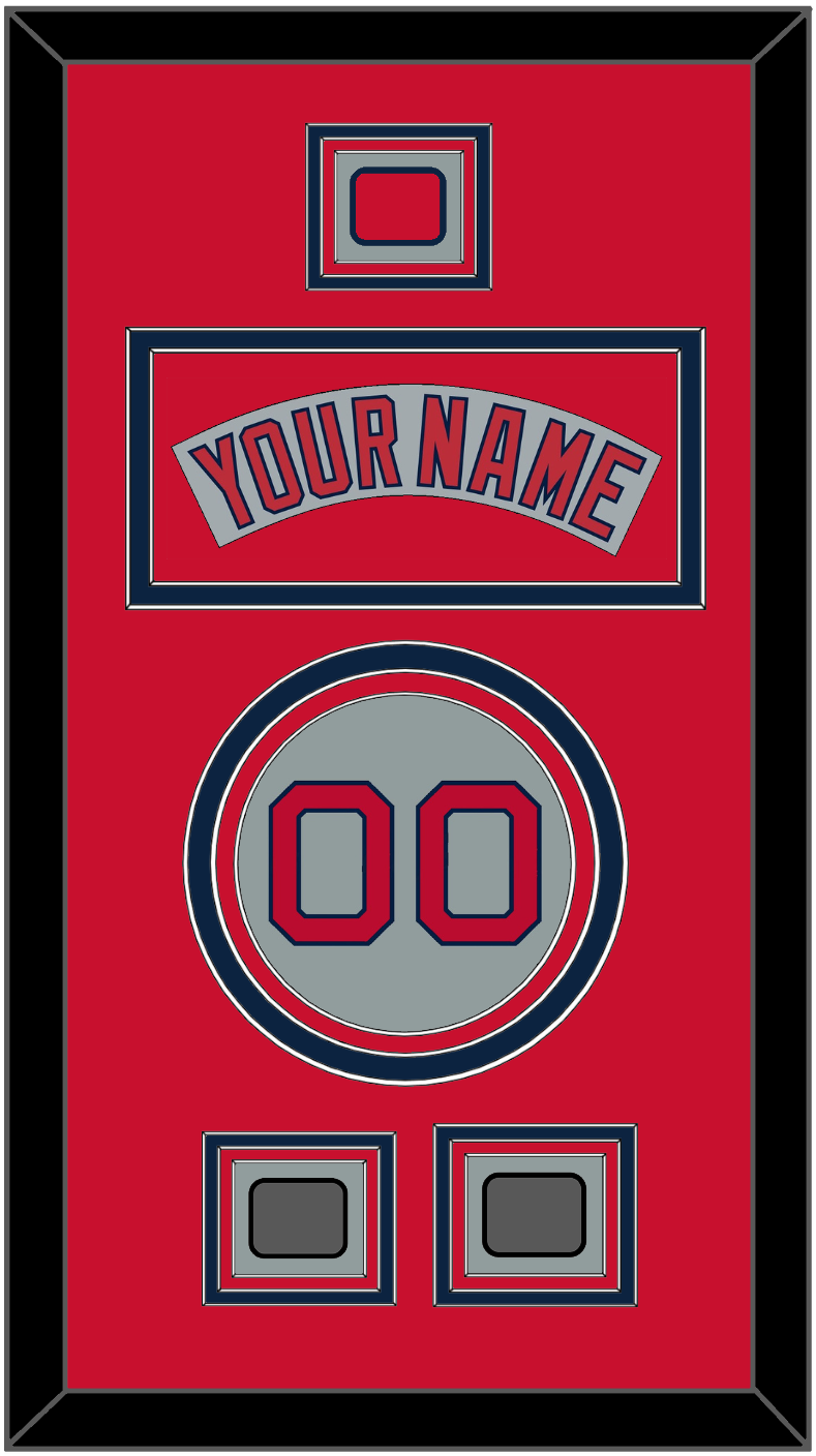 Boston Nameplate, Number, Logo Patch & Two World Series Champions Patches - Road Gray (1992-2008) - Premier Tier 3