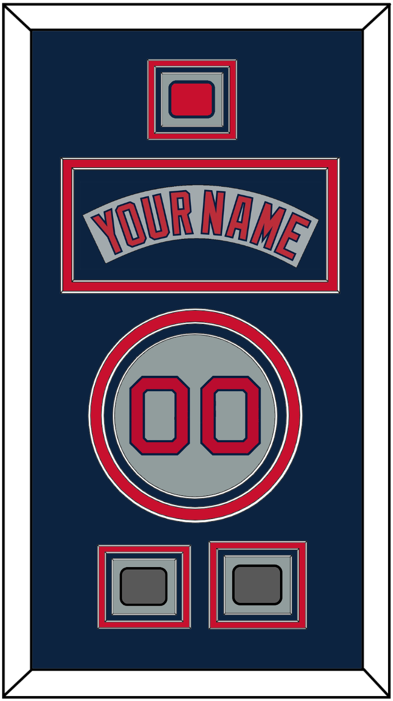 Boston Nameplate, Number, Logo Patch & Two World Series Champions Patches - Road Gray (1992-2008) - Premier Tier 4