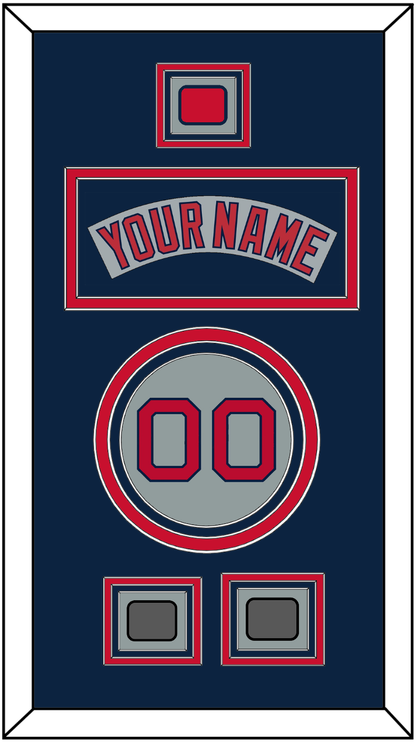 Boston Nameplate, Number, Logo Patch & Two World Series Champions Patches - Road Gray (1992-2008) - Premier Tier 4