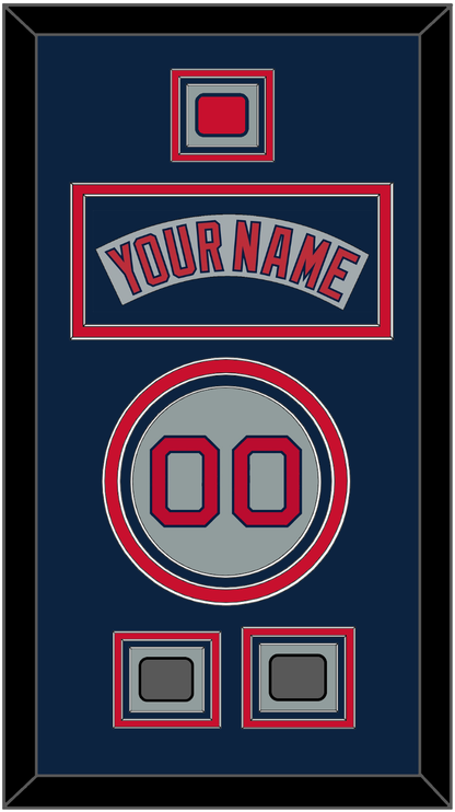 Boston Nameplate, Number, Logo Patch & Two World Series Champions Patches - Road Gray (1992-2008) - Premier Tier 4