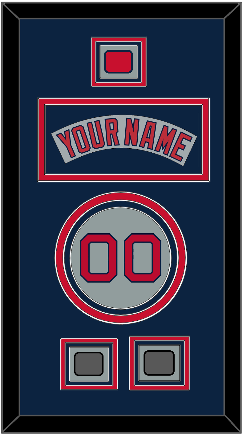 Boston Nameplate, Number, Logo Patch & Two World Series Jersey Patches - Road Gray (1992-2008) - Premier Tier 4