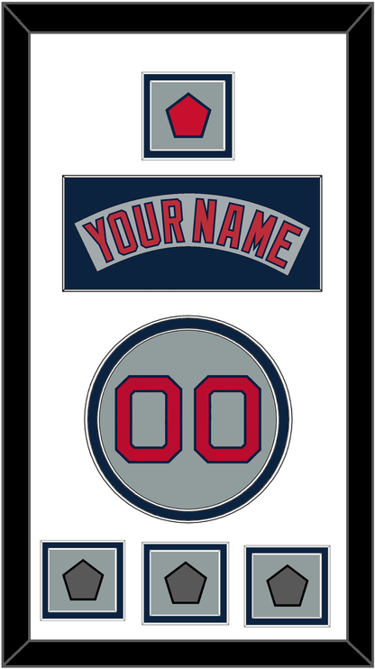 Boston Nameplate, Number, Logo Patch & Three World Series Jersey Patches - Road Gray (1992-2008) - Signature Tier 1