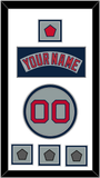 Boston Nameplate, Number, Logo Patch & Three World Series Jersey Patches - Road Gray (1992-2008) - Double Mat 1