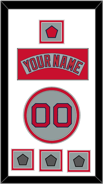 Boston Nameplate, Number, Logo Patch & Three World Series Jersey Patches - Road Gray (1992-2008) - Signature Tier 2