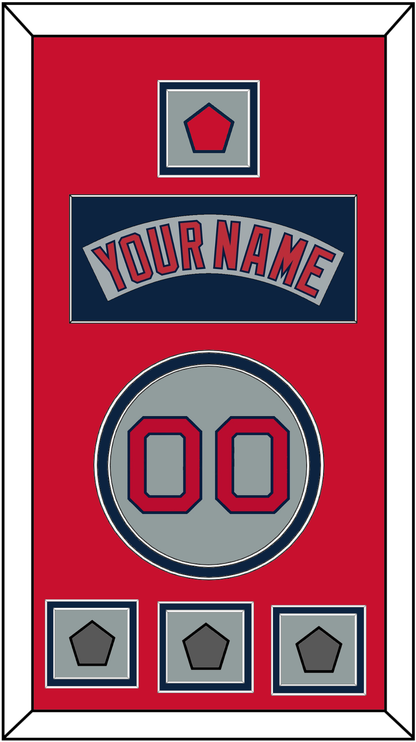 Boston Nameplate, Number, Logo Patch & Three World Series Champions Patches - Road Gray (1992-2008) - Signature Tier 3