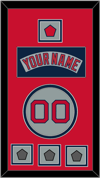 Boston Nameplate, Number, Logo Patch & Three World Series Jersey Patches - Road Gray (1992-2008) - Signature Tier 3