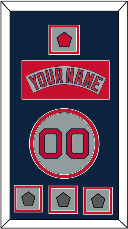 Boston Nameplate, Number, Logo Patch & Three World Series Champions Patches - Road Gray (1992-2008) - Signature Tier 4