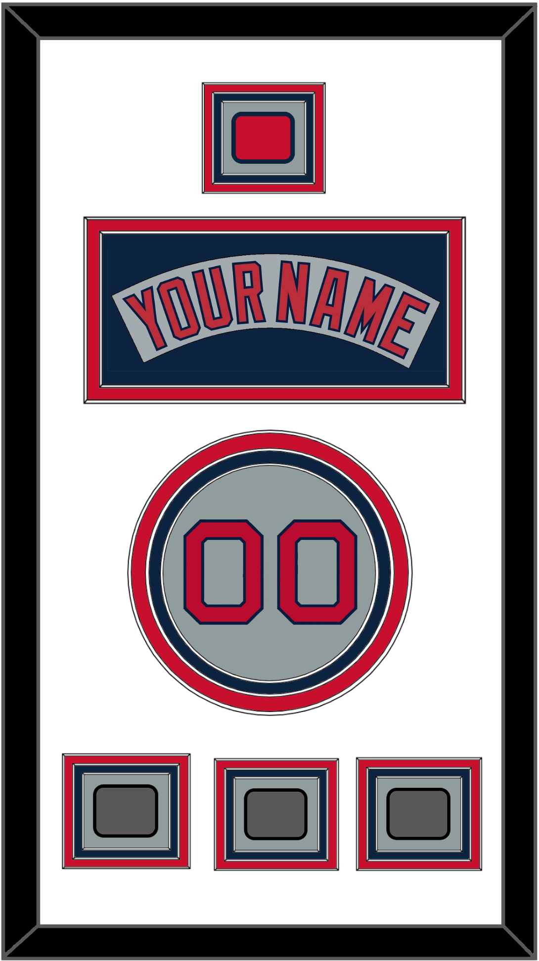 Boston Nameplate, Number, Logo Patch & Three World Series Champions Patches - Road Gray (1992-2008) - Premier Tier 1