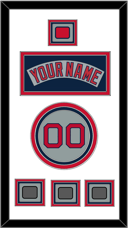 Boston Nameplate, Number, Logo Patch & Three World Series Champions Patches - Road Gray (1992-2008) - Premier Tier 1