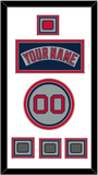 Boston Nameplate, Number, Logo Patch & Three World Series Jersey Patches - Road Gray (1992-2008) - Triple Mat 1