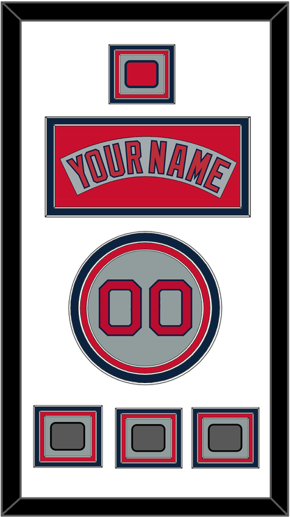 Boston Nameplate, Number, Logo Patch & Three World Series Champions Patches - Road Gray (1992-2008) - Premier Tier 2