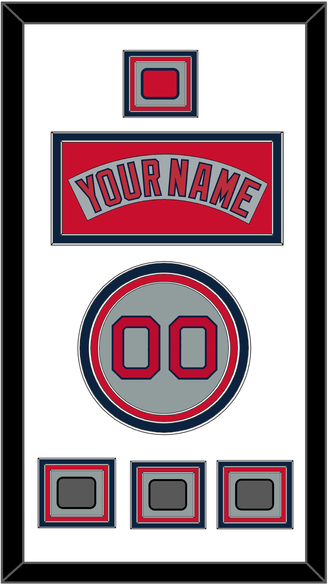 Boston Nameplate, Number, Logo Patch & Three World Series Jersey Patches - Road Gray (1992-2008) - Premier Tier 2