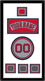 Boston Nameplate, Number, Logo Patch & Three World Series Jersey Patches - Road Gray (1992-2008) - Triple Mat 2