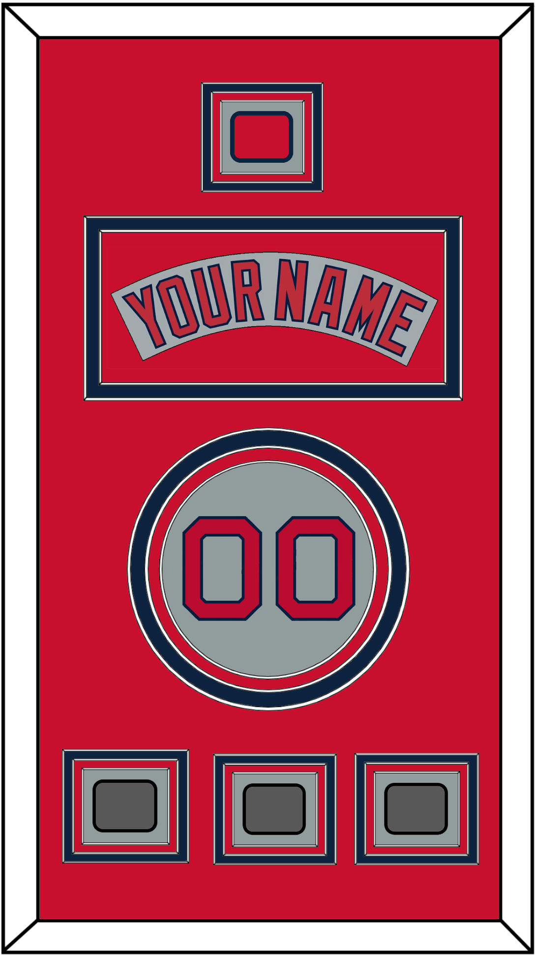 Boston Nameplate, Number, Logo Patch & Three World Series Champions Patches - Road Gray (1992-2008) - Premier Tier 3