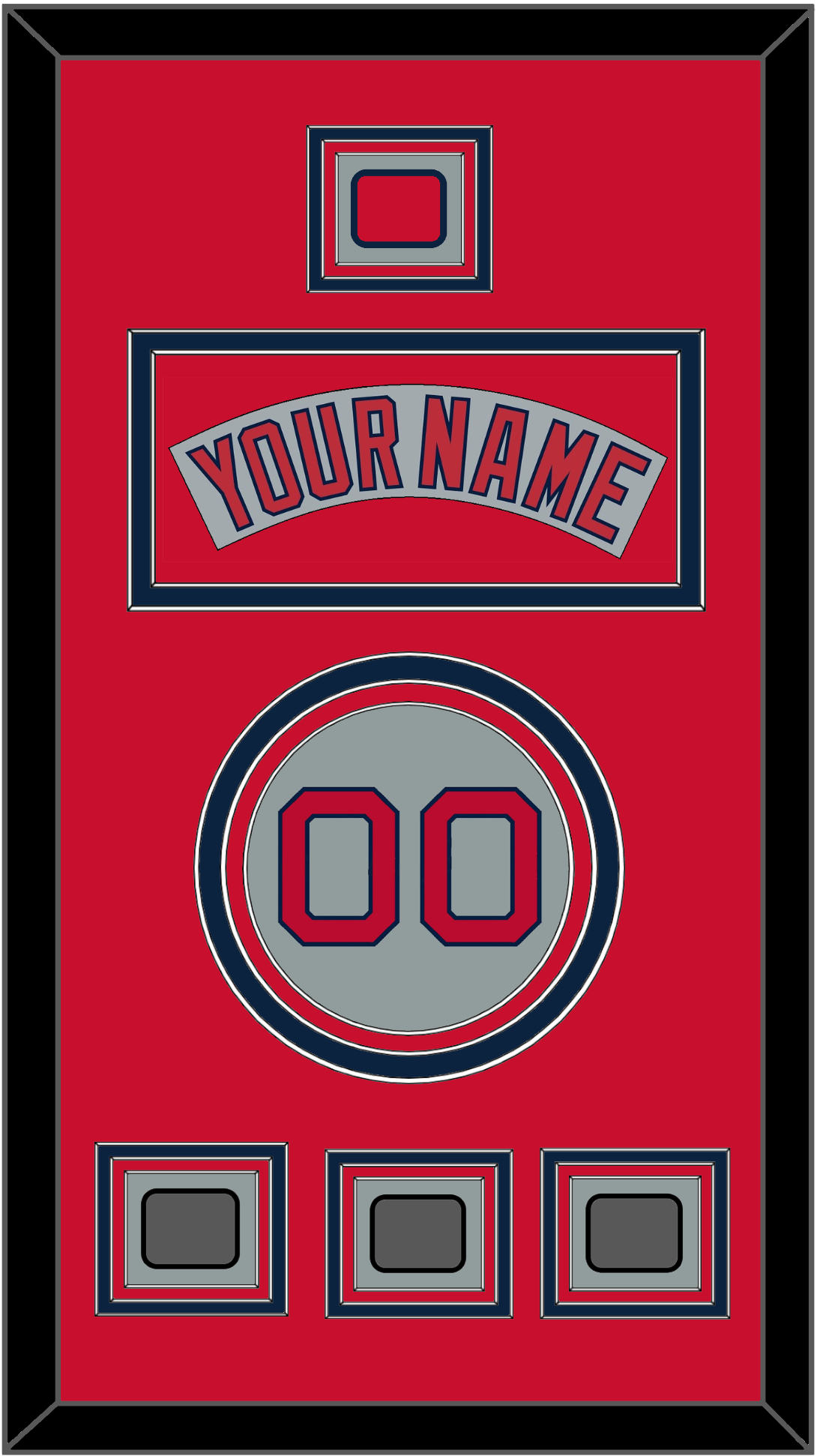 Boston Nameplate, Number, Logo Patch & Three World Series Champions Patches - Road Gray (1992-2008) - Premier Tier 3