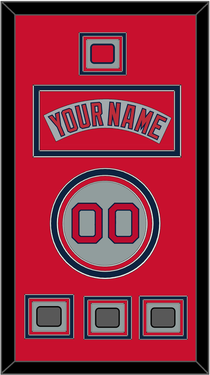 Boston Nameplate, Number, Logo Patch & Three World Series Jersey Patches - Road Gray (1992-2008) - Premier Tier 3
