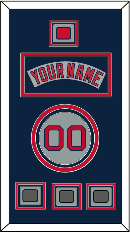 Boston Nameplate, Number, Logo Patch & Three World Series Champions Patches - Road Gray (1992-2008) - Premier Tier 4