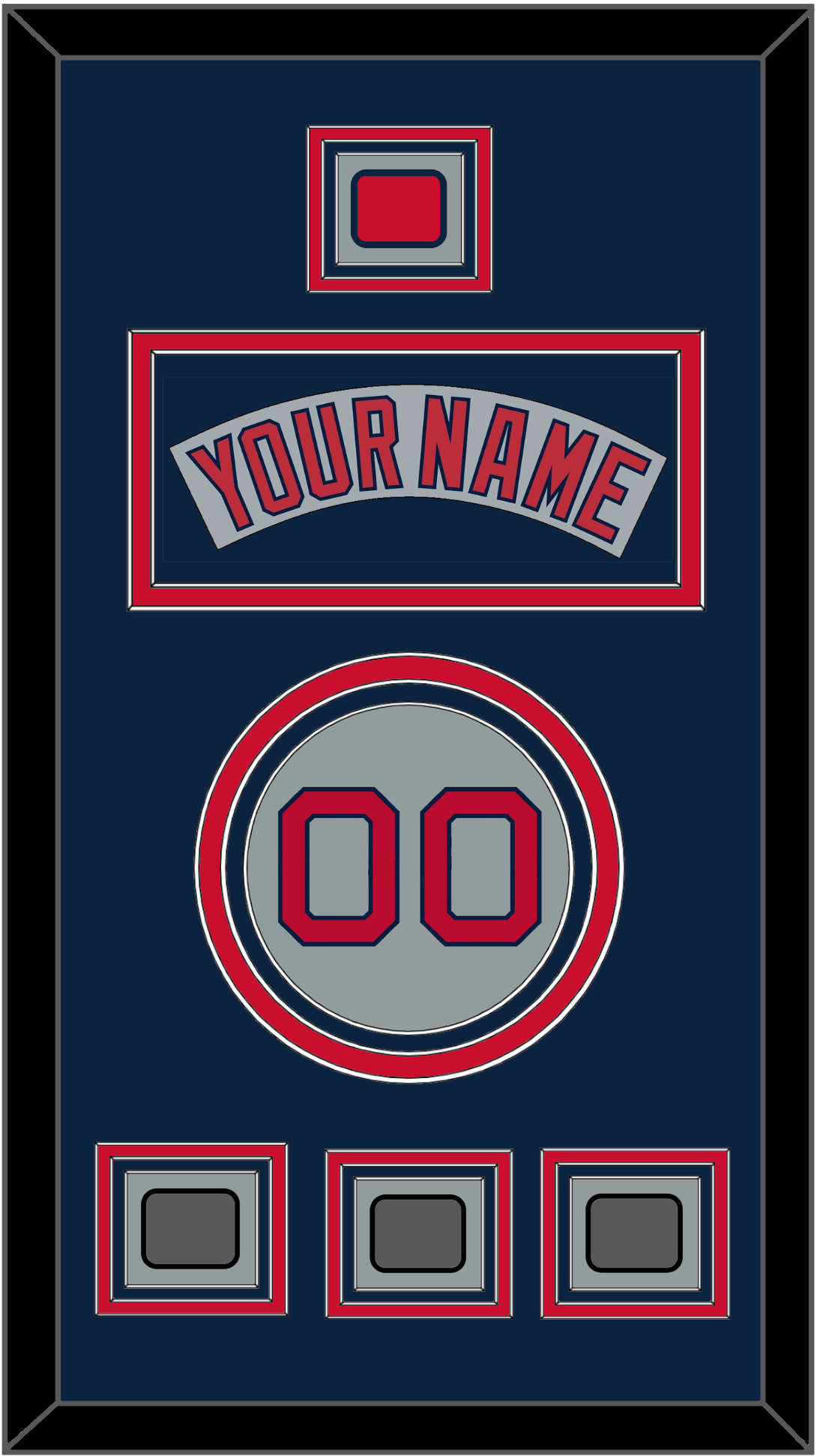 Boston Nameplate, Number, Logo Patch & Three World Series Jersey Patches - Road Gray (1992-2008) - Premier Tier 4