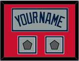 Boston Name & Two World Series Jersey Patches - Road Gray (2009-2013) - Double Mat 2