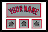 Boston Name & Three World Series Champions Patches - Road Gray - Double Mat 1