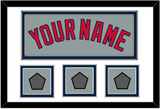 Boston Name & Three World Series Jersey Patches - Road Gray - Double Mat 2