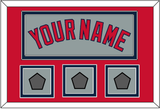 Boston Name & Three World Series Champions Patches - Road Gray - Double Mat 3